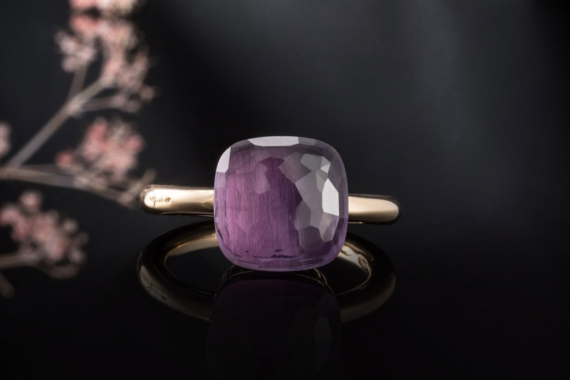 Pomellato Nudo Ring Classic mit Amethyst Lila in 750er Roségold Gelbgold 