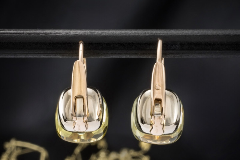 Pomellato Ohrringe Ohrstecker Nudo Classic mit Zitronenquarz 750er Gold 