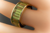 Moderner Designer Ring in 750er Gelbgold mit Peridot im Baguette Schliff 