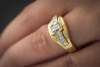Ring des Abendlichts Emerald Diamant mit Carre Diamanten Massiv 750er Gold 
