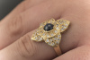 Marokanisches Ring Design mit Saphir Cabochon und Brillanten Gold 750 