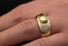 Massiver Citrin Ring mit 2 Brillanten innen Weißgold außen Gelbgold 585 