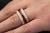 Leo Wittwer Ring Rote Emaille mit Brillanten eckig in 750er Rotgold 53 