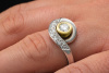 Massiver Ring Goldschmiedearbeit BrillantRing Weißgold mit Gold Fassung 