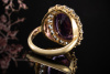 Wunderschöner alter Amethyst Ring oval mit Top Diamanten in Gelbgold 750 