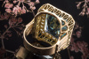 Aquamarin Klassiker Ring Goldschmiedearbeit mit Diamant Gelbgold Rotgold 