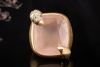 Pomellato Ring Ritratto Rosenquarz u. Diamanten Mattiert in Gelbgold 750 