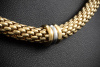 Fope Collier Kette Fexibel 45 cm in 750er Gelbgold mit Weißgold Ringen 