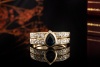 Cartier Paris Ring mit Saphir Tropfen und Diamanten in Gelbgold 750 OVP 