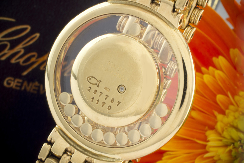 Damen Armbanduhr Chopard Happy Diamonds Gelbgold 750 Massiv mit Diamanten 