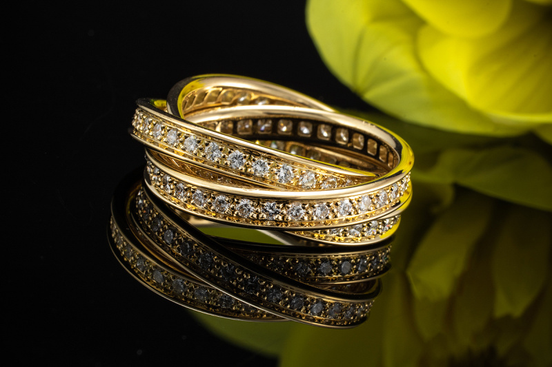 Cartier Trinity de Cartier Ring mit Brillanten rundum in 750er Gelbgold 