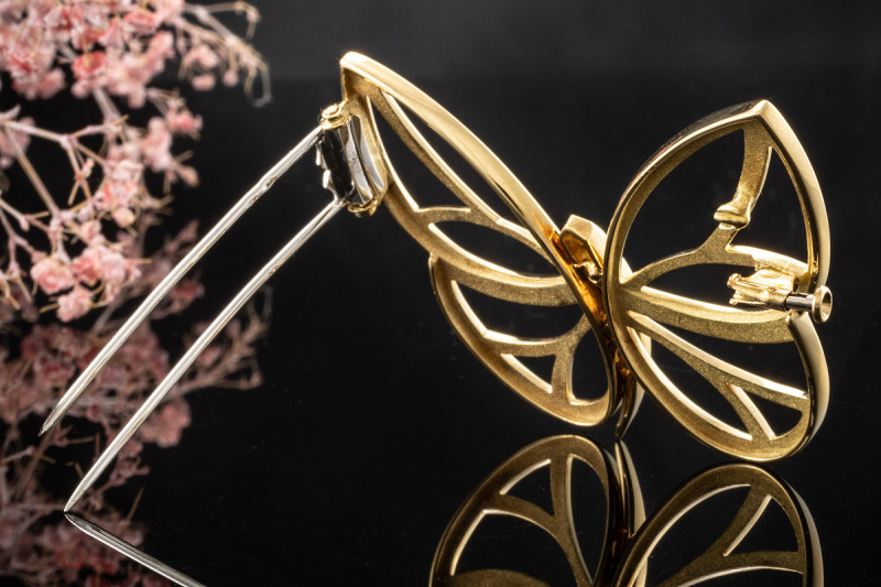 Van Cleef & Arpels Schmetterling Große Brosche Nadel Gelbgold Diamanten 