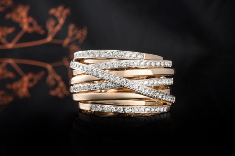 Al Coro Ring Serenata Großes Modell mit Diamanten Roségold Weißgold 750 