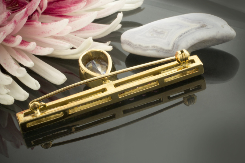 Designer Brosche Nadel Topas Amethyst Turmalin Citrin Peridot in 750er Gold 
