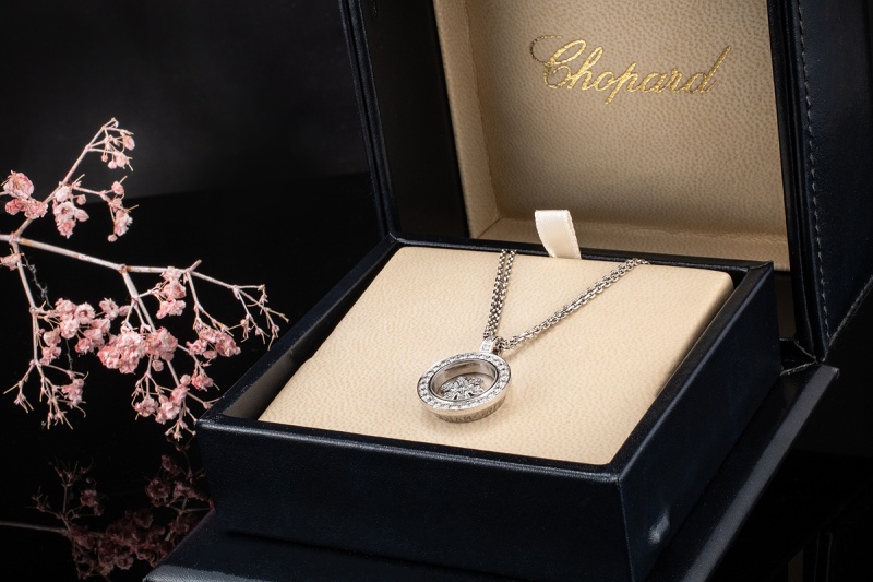 Chopard Collier Kette Happy Snowflake Schneeflocke Diamanten in Weißgold 