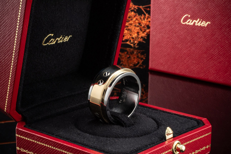 Cartier Santos 100 Ring Herrenring Massiv Stahl und 750er Gold Größe 69 