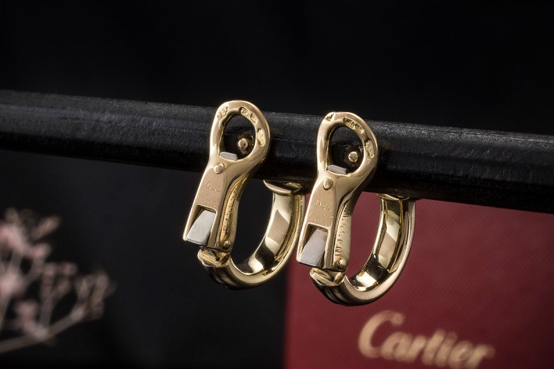 Cartier Vintage Ohrringe Ohrstecker mit je 1 Rubin in Gold Tricolor 750 