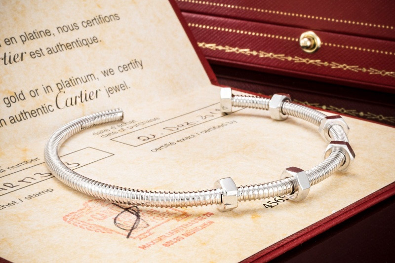 Cartier Ecrou Armreif Armband in Weißgold 750 Rhodiniert Gr. 18 Full Set 