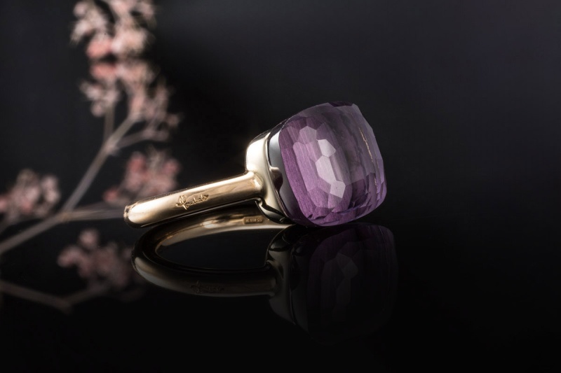 Pomellato Nudo Ring Classic mit Amethyst Lila in 750er Roségold Gelbgold 