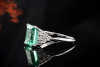 Smaragd Ring Emerald Cut mit Diamanten Brillanten seitlich Weißgold 750 