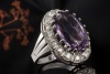 Vintage Amethyst Ring Lila Klassisch mit Diamanten 585er Weißgold Arbeit 