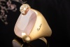 Pomellato Ring Ritratto Rosenquarz u. Diamanten Mattiert in Gelbgold 750 