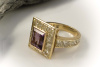 Amethyst gelbe Diamanten 750 Gold Ring HANS DIETER KRIEGER 