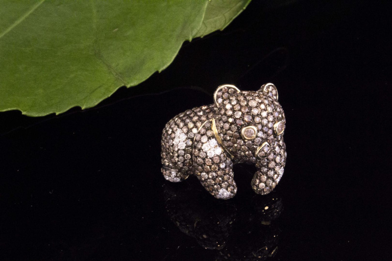 Koala Tier Motiv Ring Gold mit feurigen Brillanten