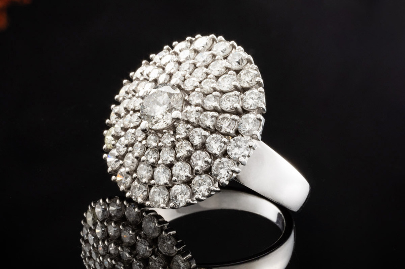 Statement Ring Kreisrund mit 1,5 Ct Diamanten Brillanten in Weißgold 750 