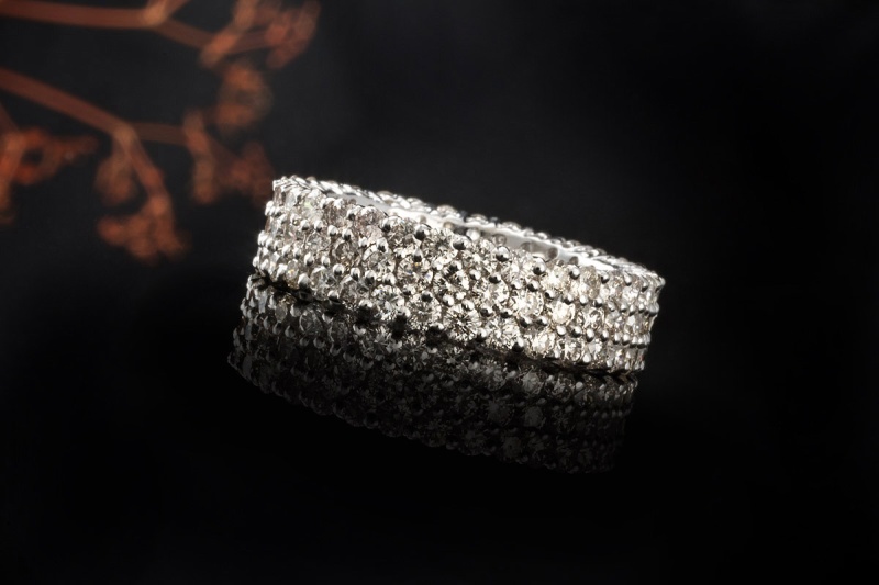 Memoire Ring 3-reihiger Bandring mit Diamanten 2,95 Ct. in Weißgold 750 