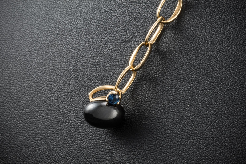 Pomellato Collier Capri Ceramica 90 cm Kette Schwarz Saphir Gelbgold 750 