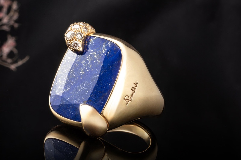 Pomellato Ring Ritratto Lapislazuli und Diamanten Massiv in Gelbgold 750 