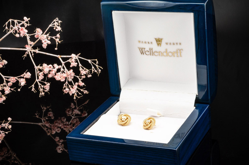 Wellendorff Ohrringe Ohrstecker Seidenknoten Diamanten in 750er Gold OVP 