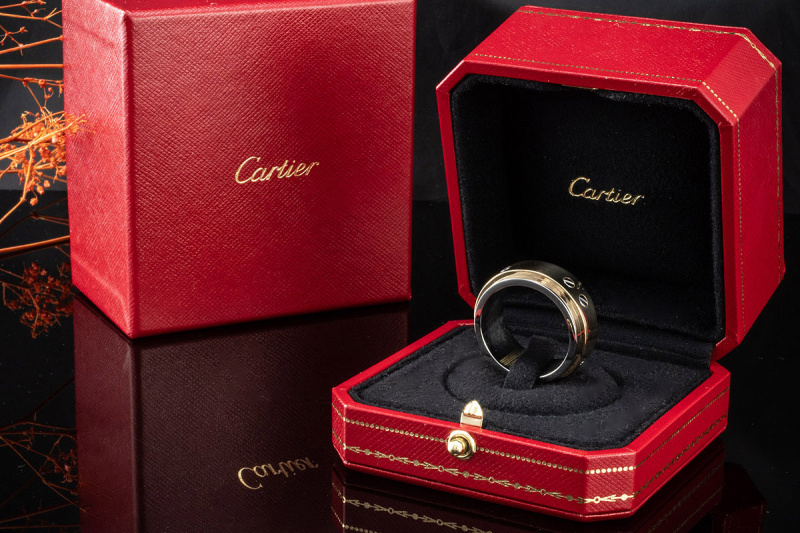 Cartier Santos 100 Ring Herrenring Massiv Stahl und 750er Gold Größe 69 