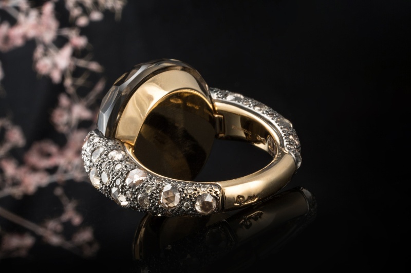 Pomellato Ring Catene Tango mit Rauchquarz und Diamanten in 750er Gold 