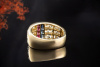 Ring Rubin Saphir Diamanten Rot Blau Weiß Goldschmiedearbeit in Gold 750 