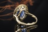 Vintage Saphir Ring Oval Royales Design mit Diamanten in 750er Gelbgold 