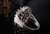 Vintage Amethyst Ring Lila Klassisch mit Diamanten 585er Weißgold Arbeit 