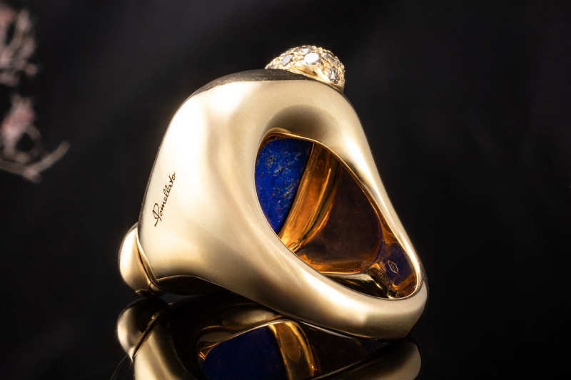 Pomellato Ring Ritratto Lapislazuli und Diamanten Massiv in Gelbgold 750 