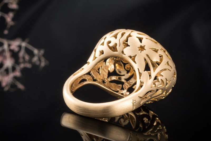 Pomellato Ring Arabesque Mittleres Modell Mattierte Arbeit Roségold 750 