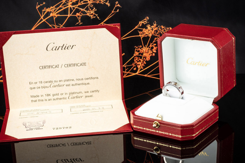 Cartier Love Ring mit 3 Diamanten in 750er Weißgold Großes Modell 50 OVP 