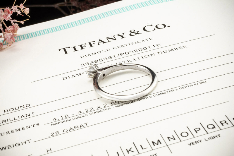 Tiffany & Co Solitär Ring Setting mit Diamant Brillant 0,28 Ct in Platin 