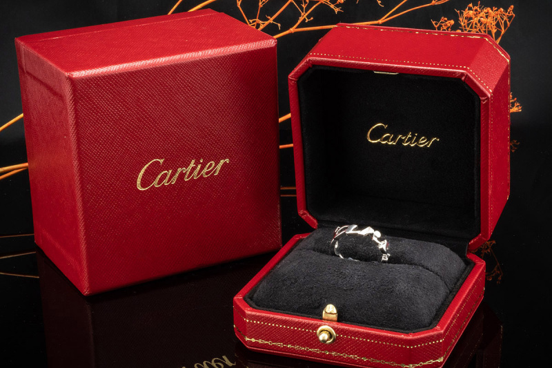 Cartier Ring Signature Schriftzug Icons in 750er Weißgold Größe 53 OVP 