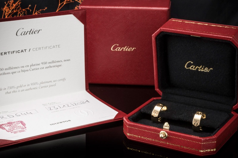 Cartier Love Ohrringe Creolen Ohrstecker mit Clip in 750er Gold Full Set 