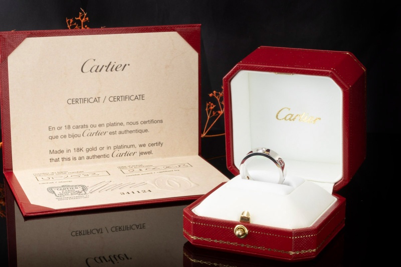 Cartier Love Ring mit 3 Diamanten Weißgold 750 Großes Modell 58 Full Set 