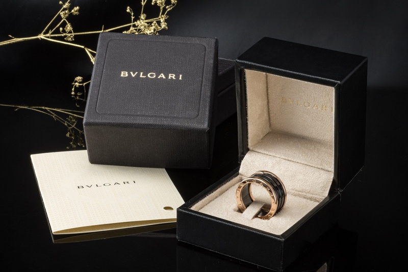 BVLGARI B.zero1 4-Band Ring Schwarze Keramik 750er Roségold 57 Full Set 