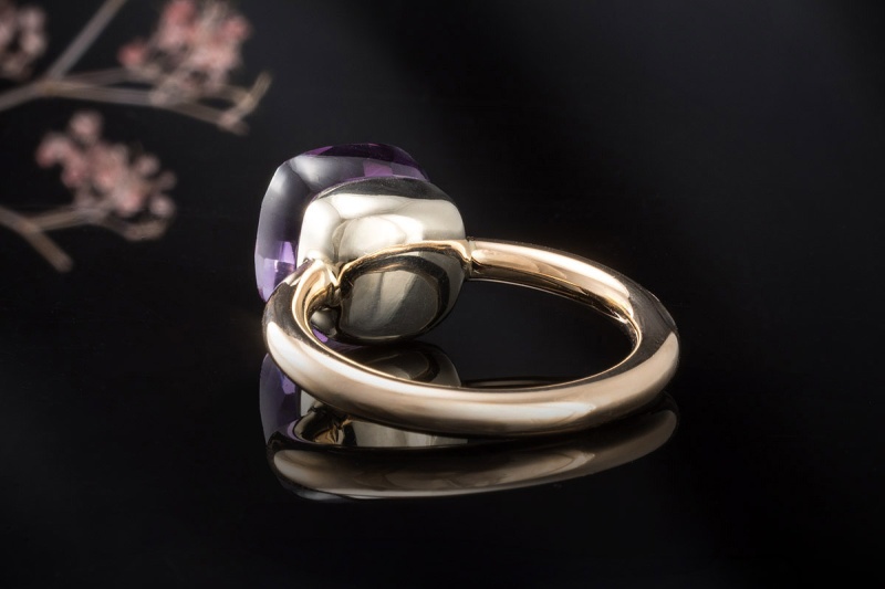 Pomellato Nudo Ring Classic mit Amethyst Lila in 750er Roségold Gelbgold 