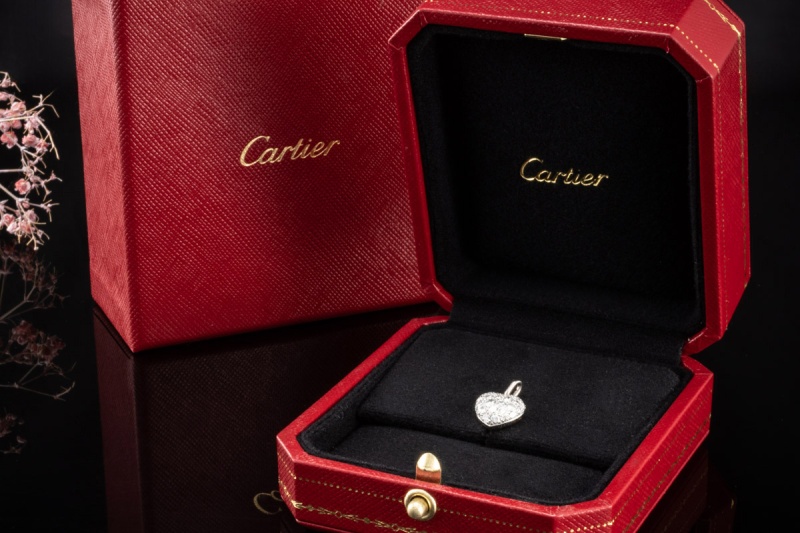 Cartier Herz Anhänger mit Diamanten Brillanten in 750er Weißgold OVP 